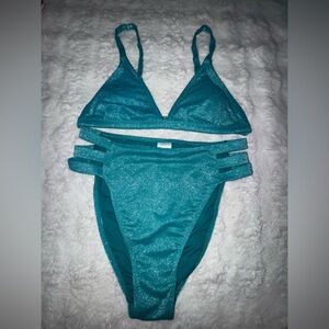 Xhilaration Glitter Teal Bikini Set